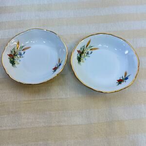 VTG French F.D. Chauvigny Limoges Porcelain Berry Bowl 4 7/8" Gold Trim Lot of 2